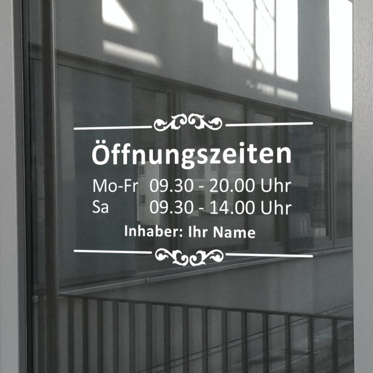 Individueller Schaufenster-Aufkleber – Öffnungszeiten Selbst Gestalten Aus Vinyl
